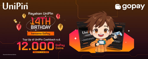 Rayakan #UniPin14Birthday Bareng GoPay! – Cashback 90% hingga 12.000 GoPay Coins!